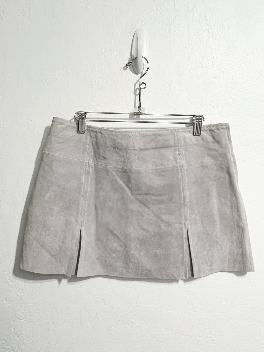 VTG Wilson Mini Skirt 10 Suede Zip Leather Tan Taupe Gray Biker Western 90s Y2k